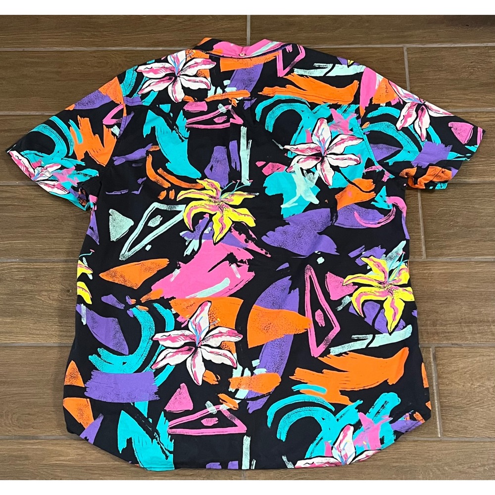 Chubbies Mens XL Friday Shirt Neon Abstract Floral Short Sleeve Button Down - Picture 5 of 6